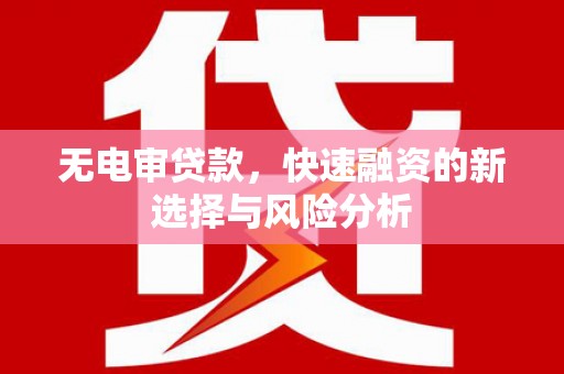 江陵无电审贷款，快速融资的新选择与风险分析