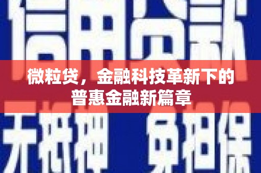 江陵微粒贷，金融科技革新下的普惠金融新篇章